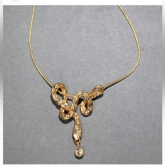 NWOT Alexis Bittar Gold Necklace with Crystal Drops